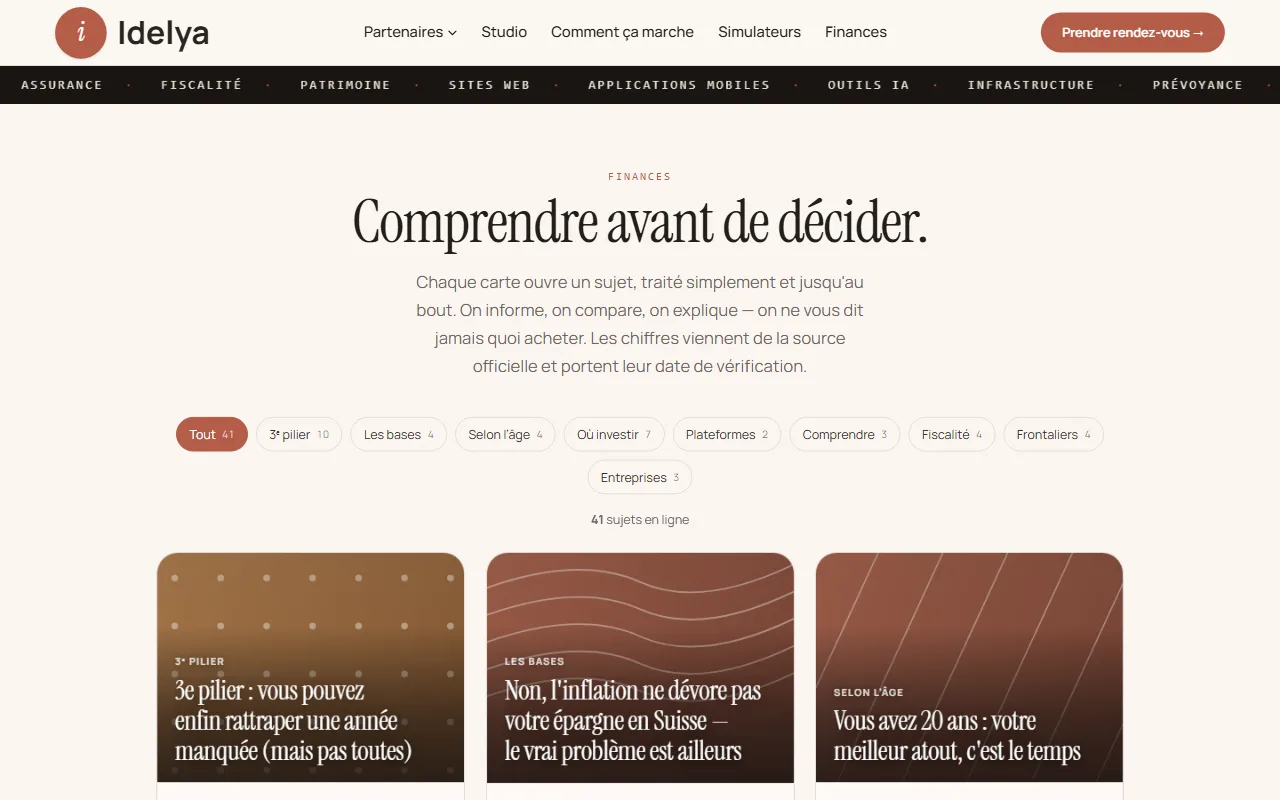 Capture d'écran de Idelya — rubrique Finances